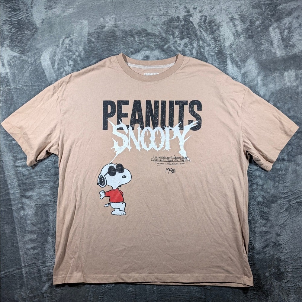 Peanuts Snoopy Joe Cool Graphic T-Shirt Mens XXL Tan Hybrid Apparel Heavy Metal
